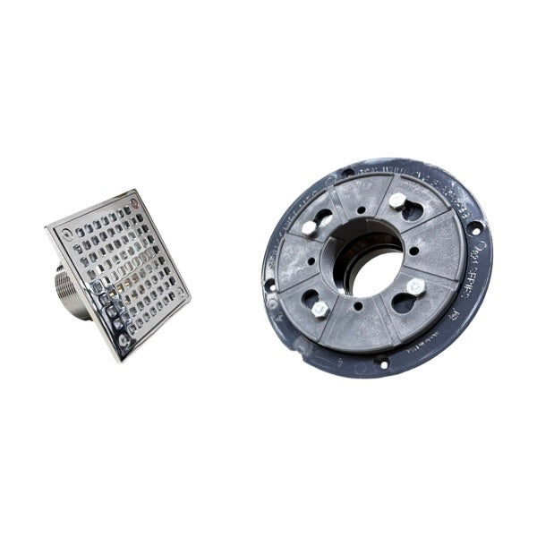 WAL-RICH Wal-Rich 0523016 2 inches pvc shower pan liner drain with chrome plated brass square strainer 4 inches 12 pack
