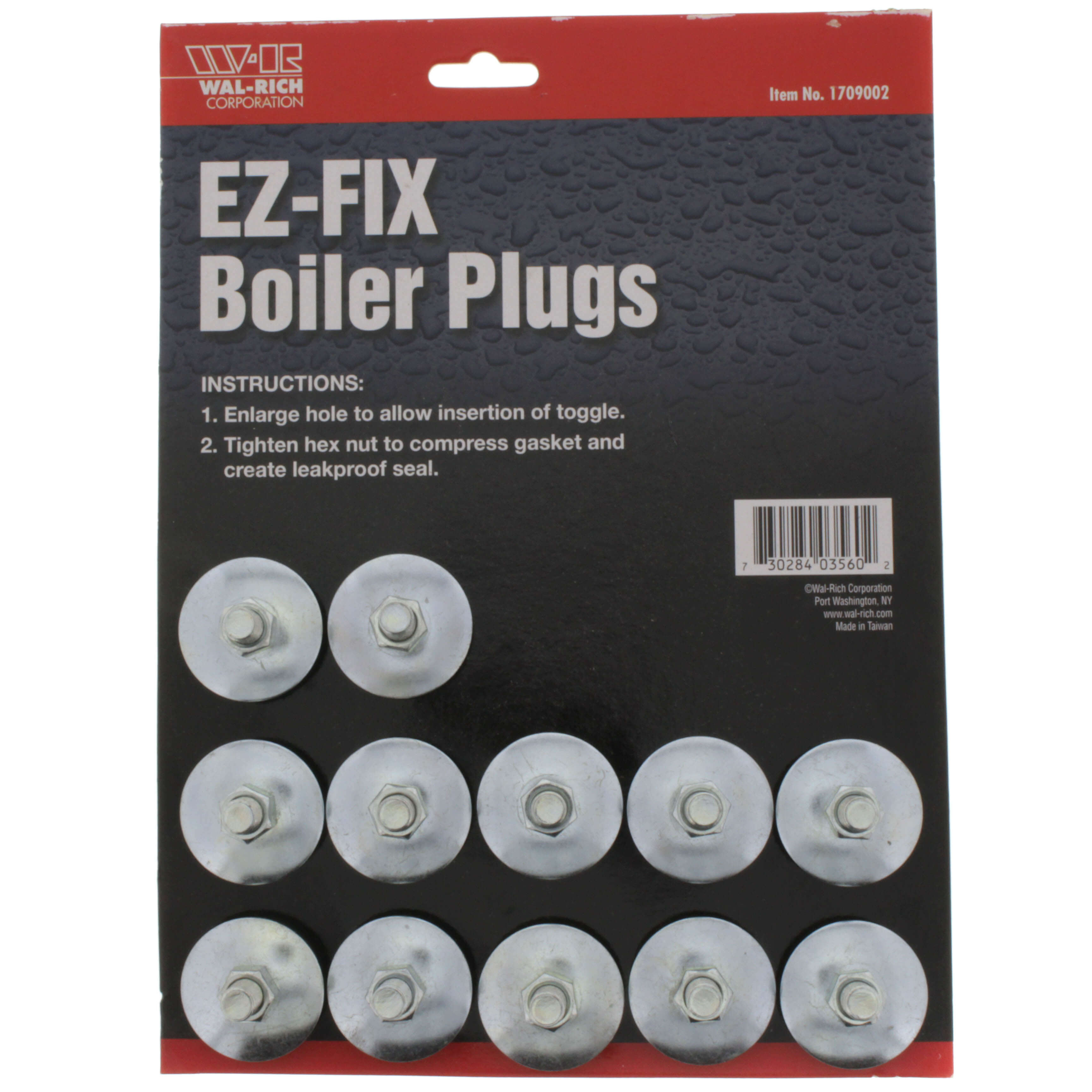 WAL-RICH Wal-Rich 1709002 Ez Fix Boiler Plug Card 1-1/2 inch 20 Cards