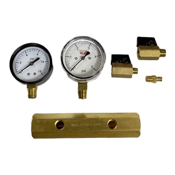 WAL-RICH Wal-Rich BDGT-5 gas test kit with double-tapped manifold 5 psi 2 1/2 inch gauge 1 pack
