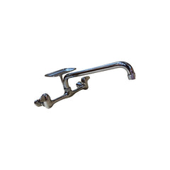 WAL-RICH Wal-Rich 4702004 8″ two-handle chrome-plated wall-mount faucet with 12″ spout and soap dish