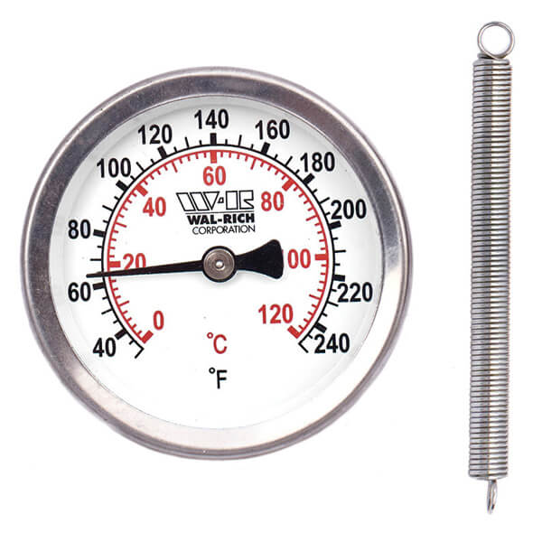 WAL-RICH Wal-Rich 1722030 strap-on thermometer 40F-240F 2 1/2 inches face, fits 3/4 inches-1 1/2 inches copper tube