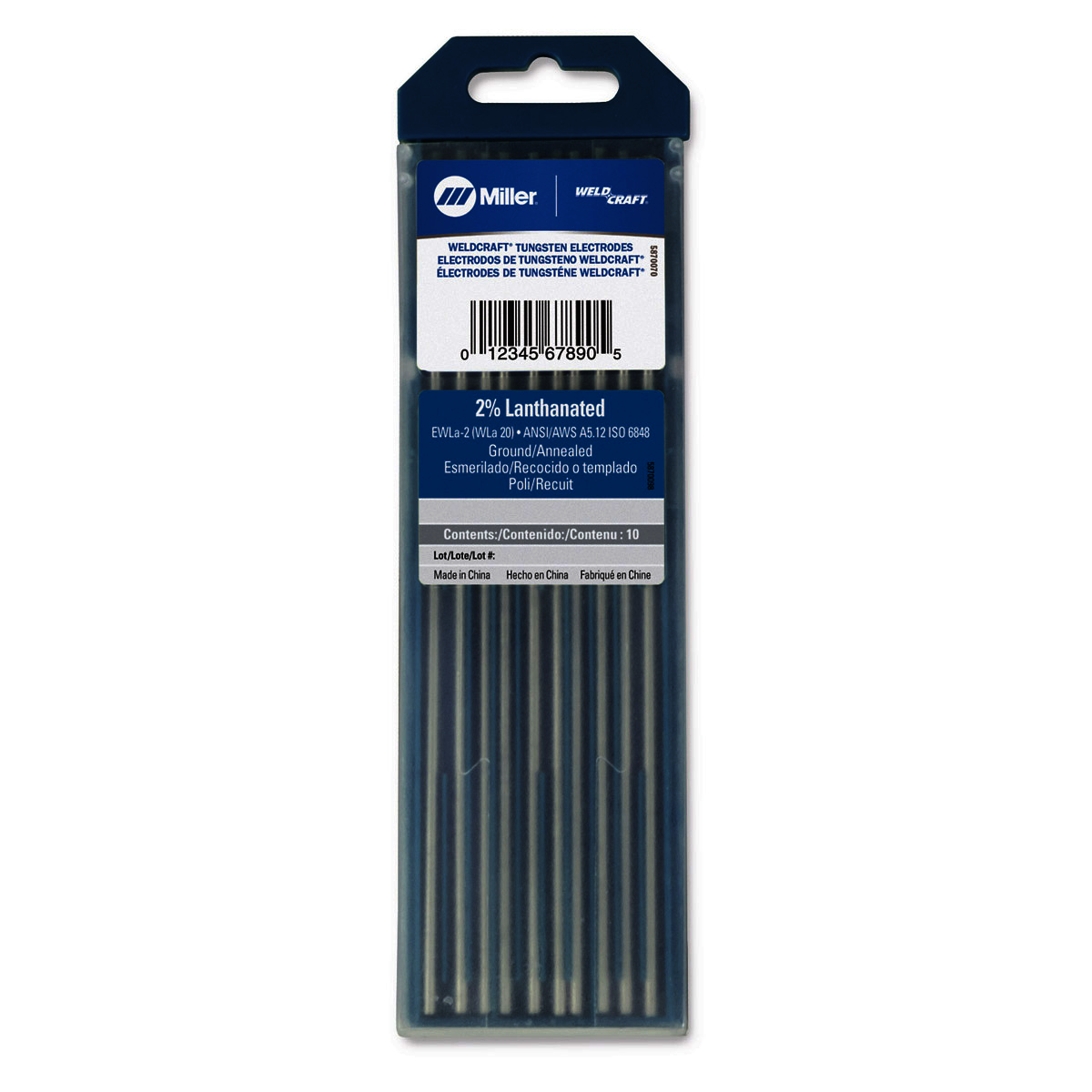 WELDCRAFT Weldcraft WL2332X7 2% lanthanated tungsten electrode 3/32 diameter 7 inch 10 pack