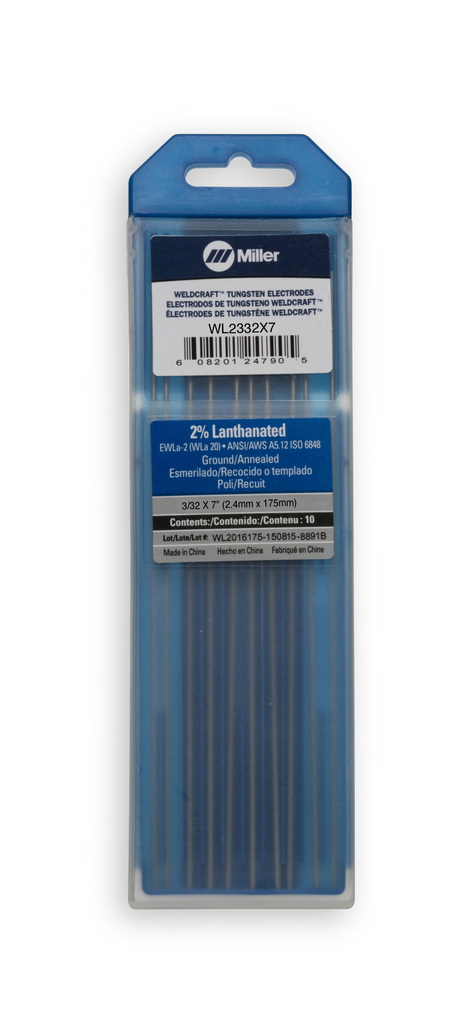 WELDCRAFT Weldcraft WL2332X7 2% lanthanated tungsten electrode 3/32 diameter 7 inch 10 pack
