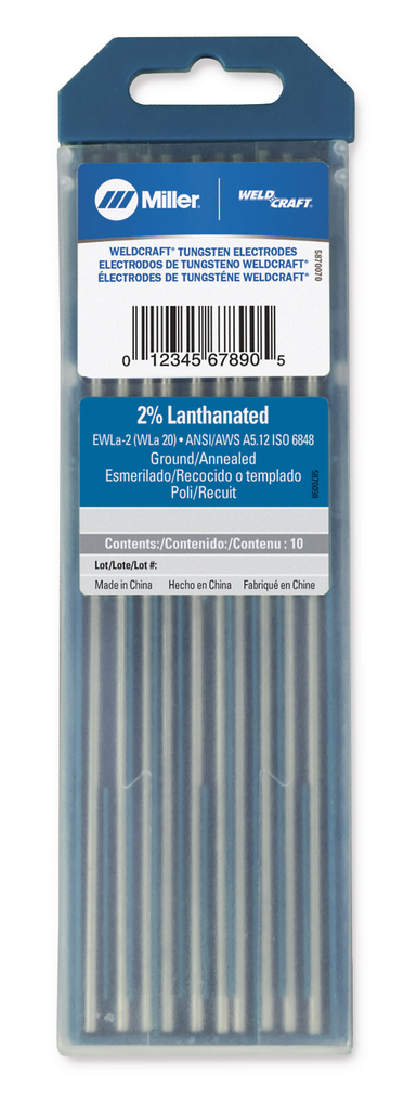 WELDCRAFT Weldcraft WL2332X7 2% lanthanated tungsten electrode 3/32 diameter 7 inch 10 pack
