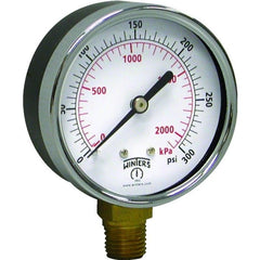 WINTERS INSTRUMENTS Winters Instruments PEM226 4 inch Dial Pressure Gauge 0-300 PSI 1/4 NPT Bottom