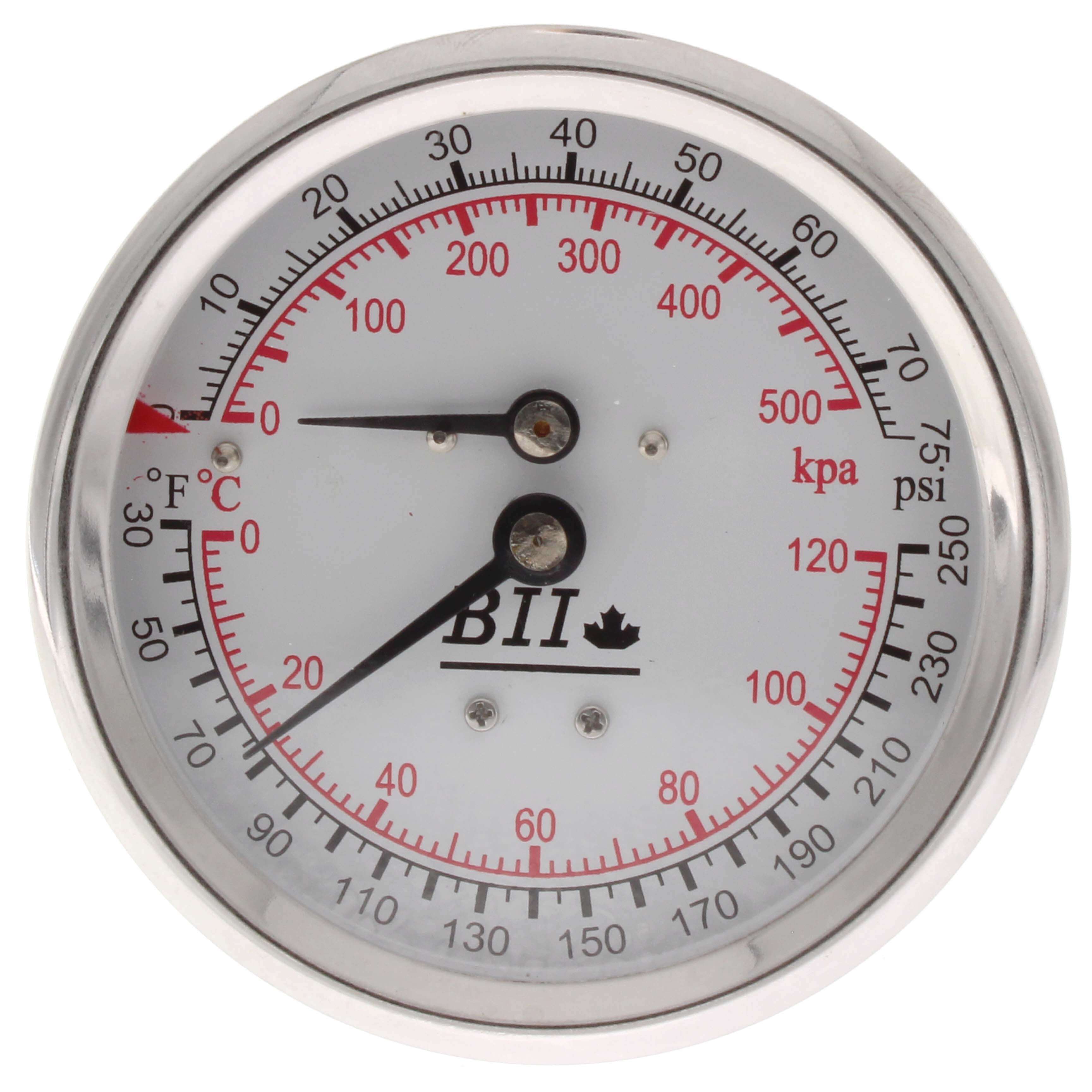 BOSHART Boshart TR30-CB2S-60/250 1/2 inches NPT 3 inches face temperature & pressure gauge short tridicator