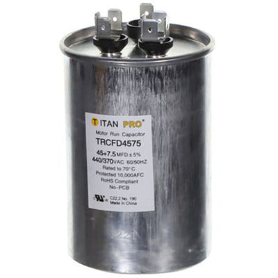 DIVERSITECH Diversitech TRCFD4575 run capacitor 45/7.5 mfd 440/370V dual round Titan Pro