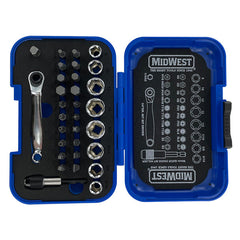 MIDWEST TOOL Midwest Tool MWT-MSBSET01 32pc Mini 1/4 inches Socket And Bit Wrench Set