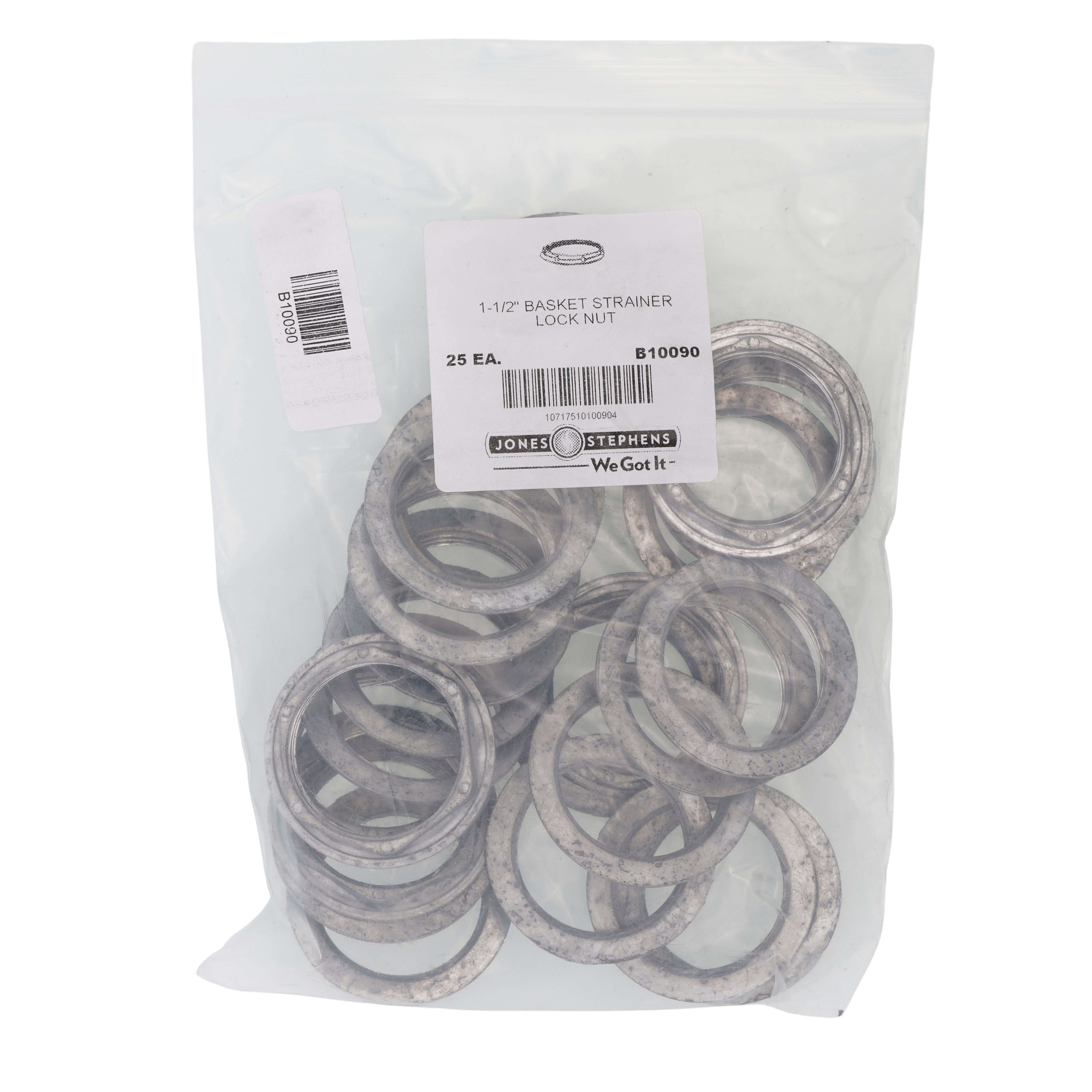 JONES STEPHENS Jones Stephens B10090 1-1/2 inch Basket Strainer Locknut Bag of 25