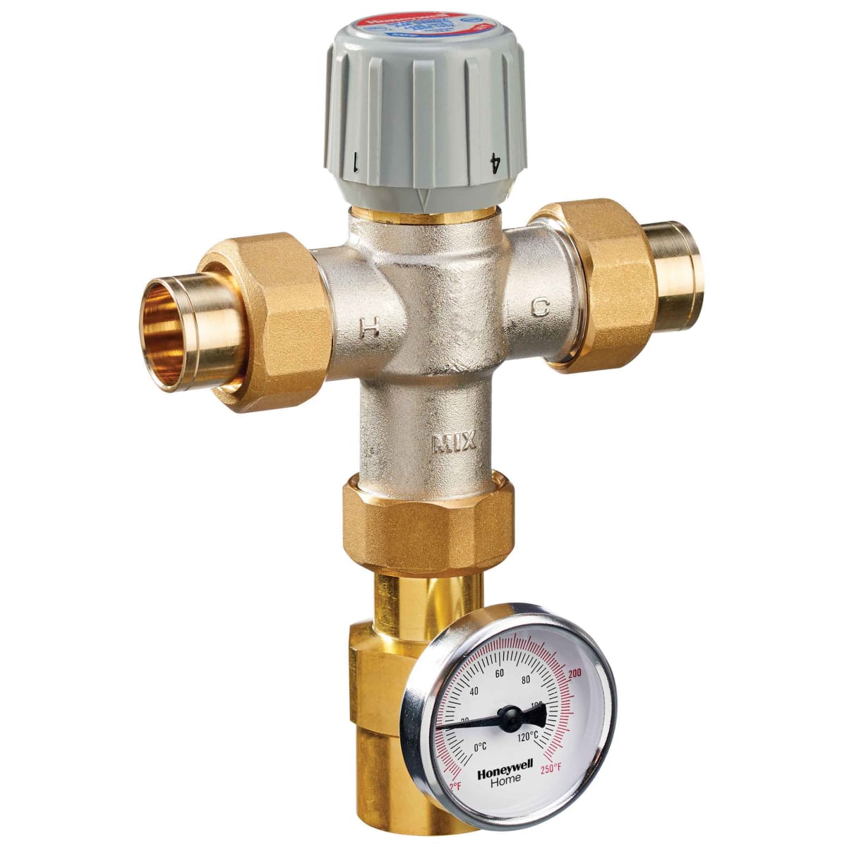 RESIDEO Resideo AM102-USTG-1LF/U 1 in union sweat w/temp gauge mixing valve LF - STD
