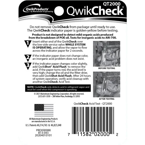QWIK PRODUCTS Qwik Products QT2000 Acid Test Kit For Refrigerant 1 Pack