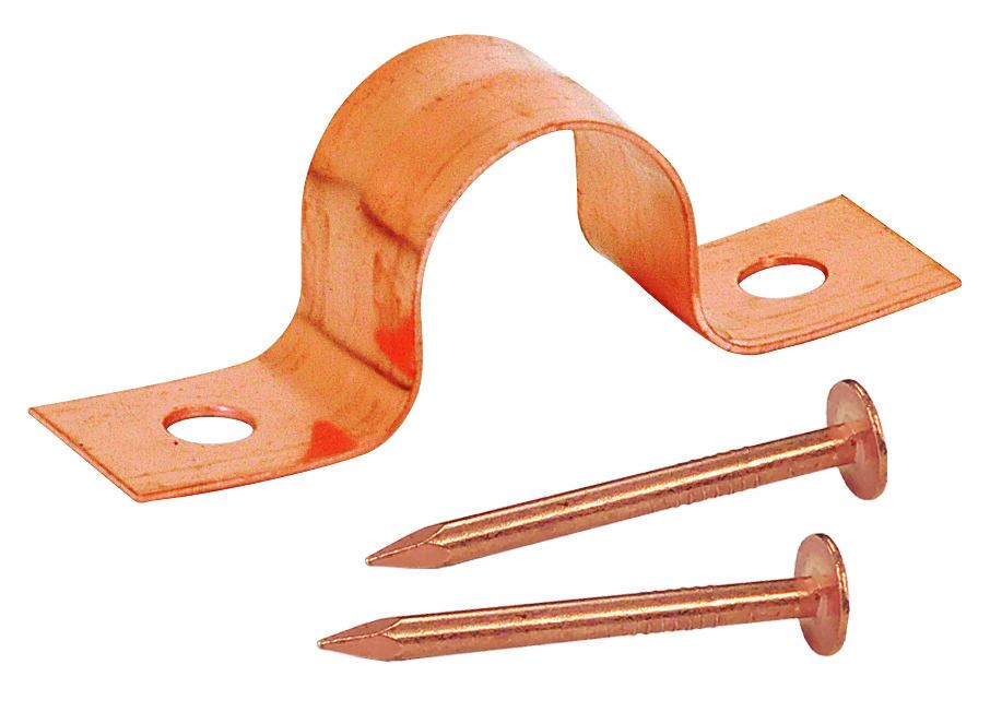 SIOUX CHIEF Sioux Chief 501-2 1/2 CTS Copper Plated Steel 2 Hole Tube Strap With Zinc Coated Nails