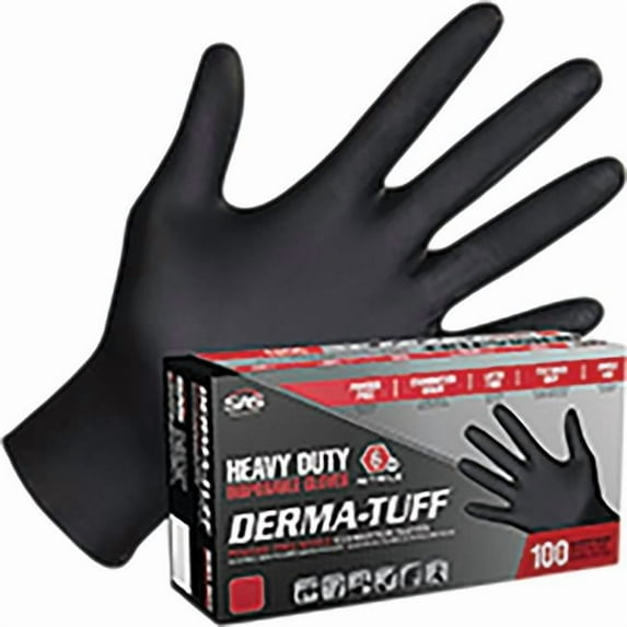 SAS SAFETY Sas Safety 66587 Derma-Tuff Powder-Free Exam Grade Nitrile Disposable Gloves 6 Mil 100PK
