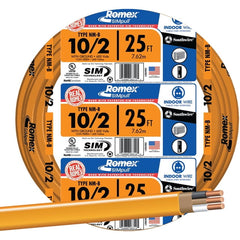 SOUTHWIRE Southwire 28829021 romex brand simpull solid indoor 10/2 w/g nmb cable 600v 25ft coil