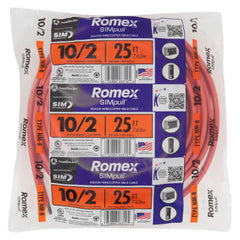 SOUTHWIRE Southwire 28829021 romex brand simpull solid indoor 10/2 w/g nmb cable 600v 25ft coil