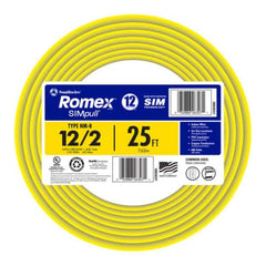 SOUTHWIRE Southwire 28828221 Romex brand Simpull solid indoor 12/2 W/G NMB cable 600 volts 25ft coil