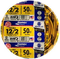 SOUTHWIRE Southwire 28828222 Romex brand Simpull solid indoor 12/2 W/G NMB cable 50ft coil