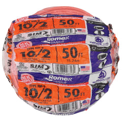 SOUTHWIRE Southwire 28829022 Romex Brand Simpull Solid Indoor 10/2 W/G NMB Cable 600 Volts 50ft Coil