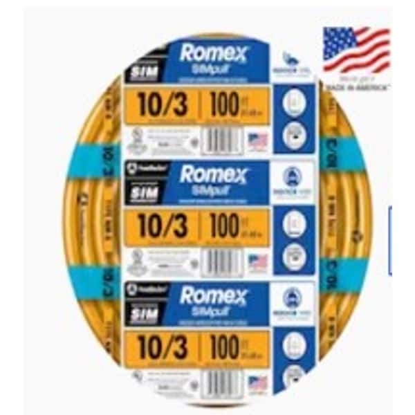 SOUTHWIRE Southwire 63948426 10/3 Solid Romex SIMpull CU NM-B W/G Wire 100 ft.