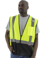 MAJESTIC Majestic 75-3213/X3 High Visibility Mesh Vest with Black Bottom, ANSI 2, R 3X-Large