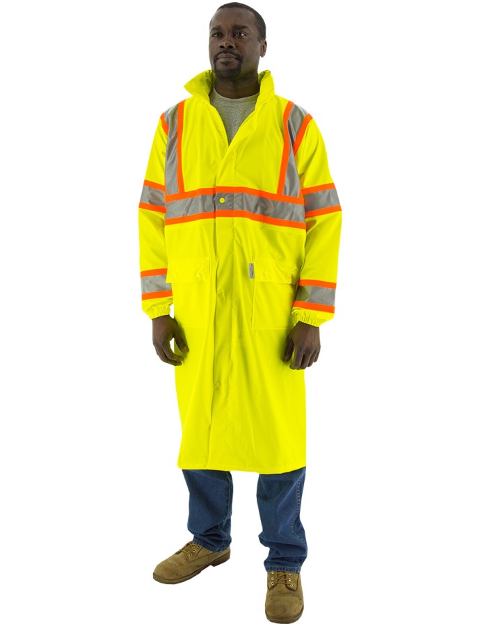 MAJESTIC Majestic 75-7303/X1 High Visibility Waterproof Rain Coat with DOT Striping, ANSI 3 X-Large