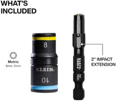 KLEIN TOOLS Klein Tools 32931M 2-in-1 impact rated flip socket set, metric 8mm 10mm hex