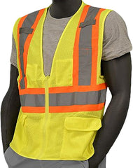 MAJESTIC Majestic 75-3209/L Hi Vis Mesh Vest with DOT Striping, ANSI 2 R Large