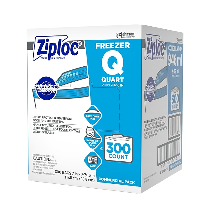 ZIPLOC Ziploc 696187 freezer bags 1 quart 300 count