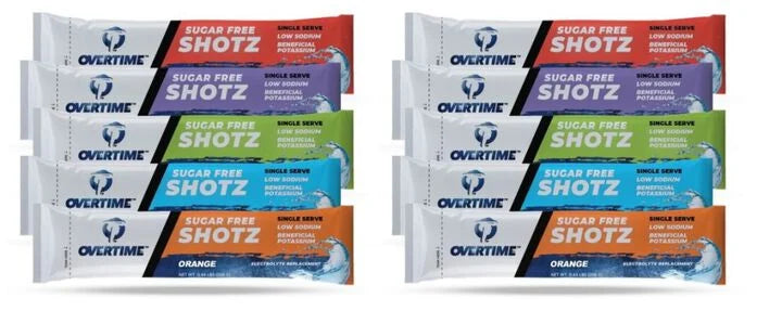 PRO LINE PRODUCTS Pro Line Products OT-10VAR24CT Overtime Sugar Free Shotz Electrolyte Replacement Variety Pack 10 Packets Per Box