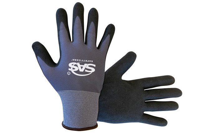 SAS SAFETY Sas Safety 640-7012 single dip sandy nitrile coated palm gloves medium
