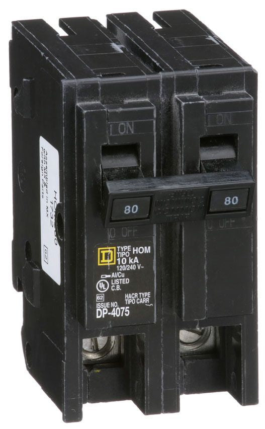 SQUARE D Square D HOM280 Circuit Breaker 80A 2P 10kA 120/240Vac