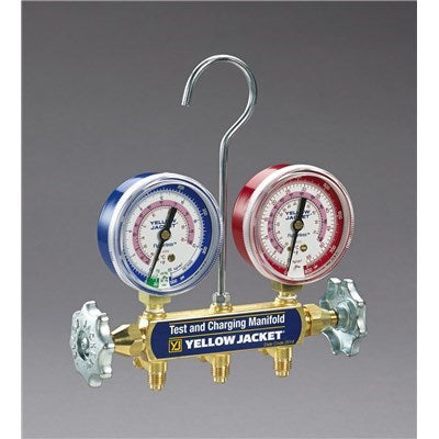 RITCHIE ENGINEERING Ritchie Engineering 41712 Yellow Jacket Flutterless Manifold 2-1/2 inch Gauge, Brass, 45 Degree