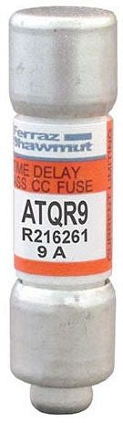 MERSEN Mersen ATQR9 Class CC Time-Delay Fuse 9A 600VAC 13/32 in Dia x 1-1/2 in L