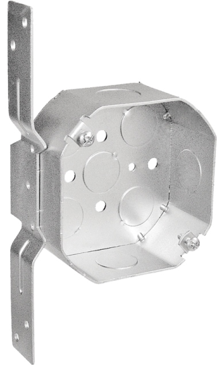 SOUTHWIRE Southwire 54151-F 4 inches octagon bracketed box 1-1/2 inches deep drawn w/conduit KO's and fixture ears 3-1/2 inches O.C.