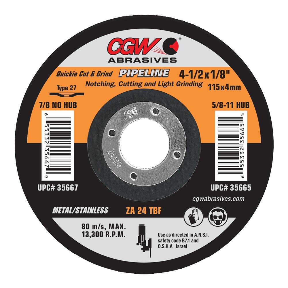 CGW Cgw 35667 Type 27 Depressed Center Wheel Zirconia 25pk