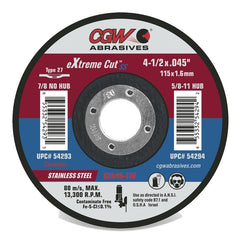 CGW Cgw 54293 Ceramic Cutting Wheel 4-1/2 Inch T27 25/box