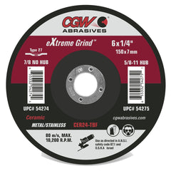CGW Cgw 54274 Ceramic T27 Grinding Wheel 6x1/4x7/8 25/box