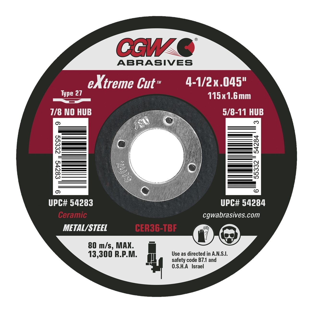 CGW Cgw 54283 Ceramic Cut-off Grinding Wheel T27 25/box