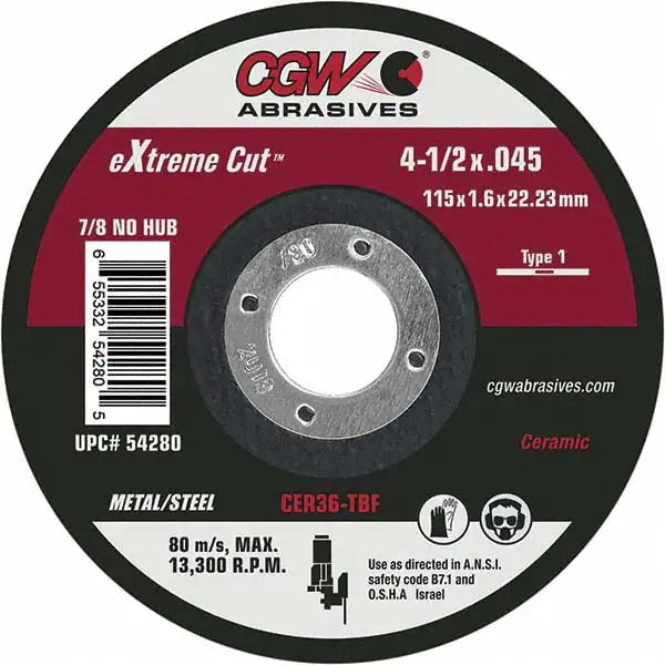 CGW Cgw 54280 Ceramic Grinding Wheel T27 4.5in 25/box