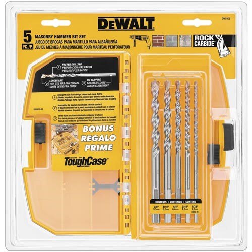 DEWALT Dewalt DW5205 Carbide Percussion Drill Bit Set 5 Pc