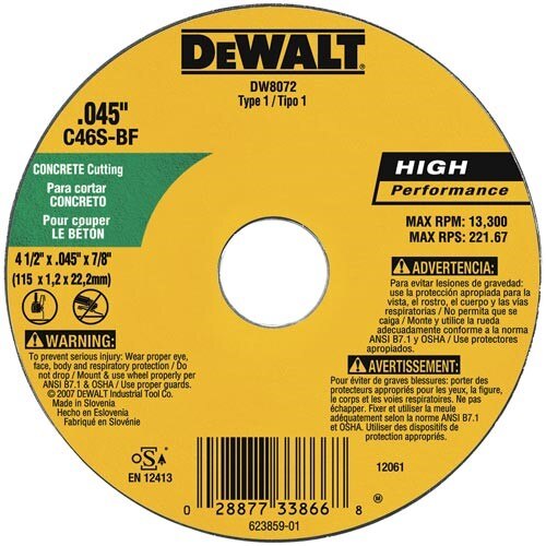 DEWALT Dewalt DW8072 Masonry Thin Cut-off Wheel Type 1
