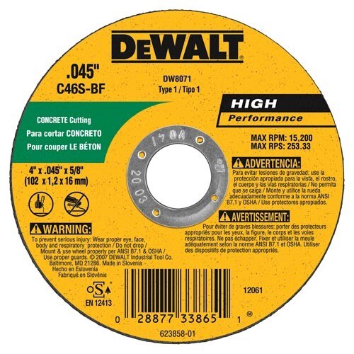 DEWALT Dewalt DW8071 Masonry Thin Cut-off Wheel Type 1