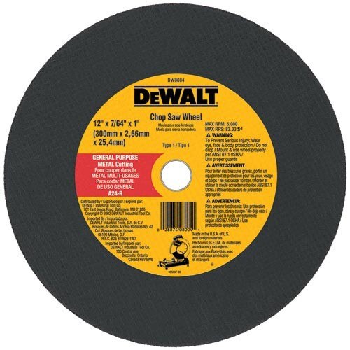 DEWALT Dewalt DW8004 12 Inch Metal Cutting Chop Saw Wheel