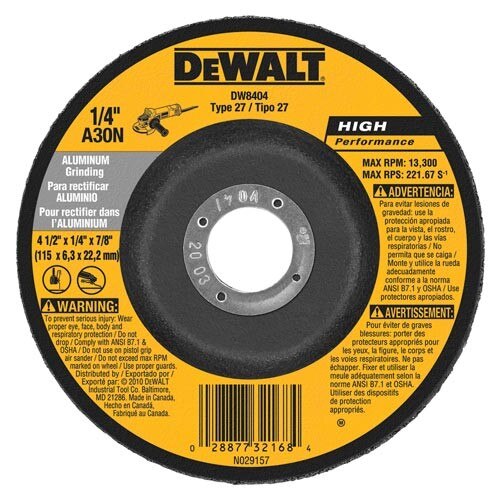 DEWALT Dewalt DW8404 Aluminum Grinding Wheel 4.5x0.25x0.875 in