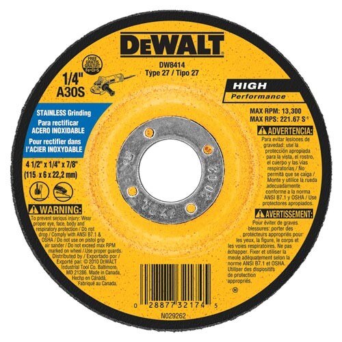 DEWALT Dewalt DW8414 Stainless Steel Grinding Wheel 4.5in