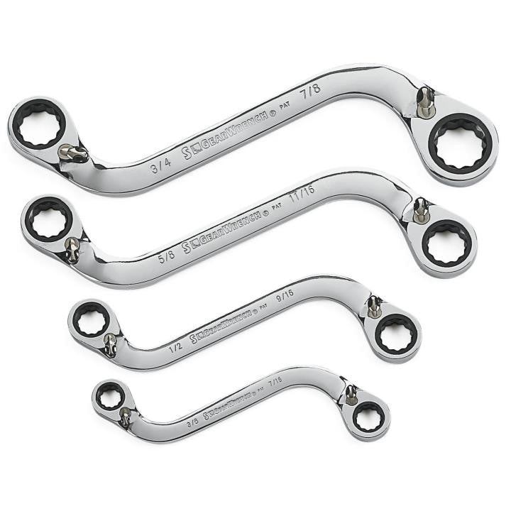 APEX Apex 85399 S-shape Ratcheting Wrench Set 12 Point Sae