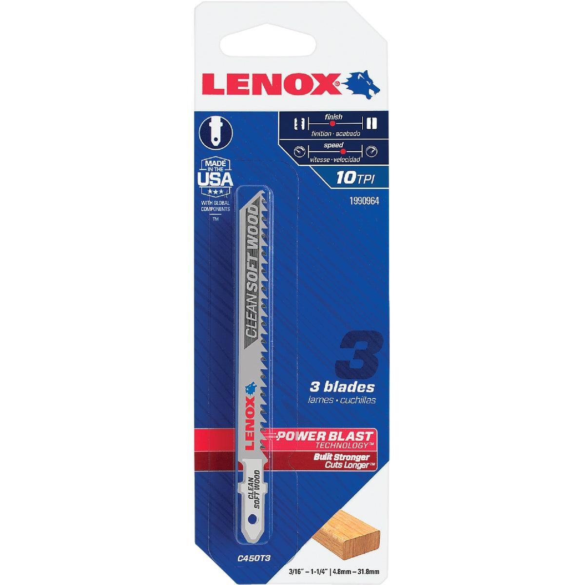 LENOX Lenox 1990964 T-shank Jig Saw Blade 10 Tpi 3-pack