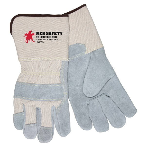 MCR SAFETY Mcr Safety 16011L Sidekick Leather Palm Work Gloves Large
