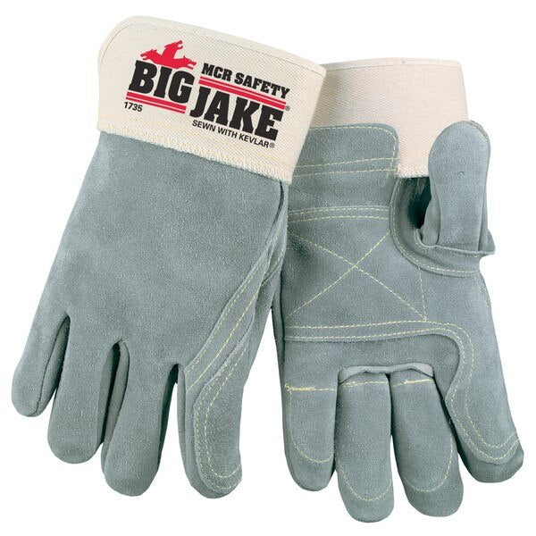 MCR SAFETY Mcr Safety 1735L Big Jake Double Palm Leather Gloves L
