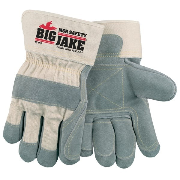 MCR SAFETY Mcr Safety 1715PL Big Jake Double Palm Leather Gloves L